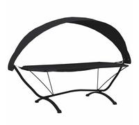 (black) vidaXL Outdoor Lounge Bed with Canopy Steel and Oxford Fabric Garden Sunbed