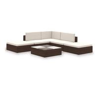 Outdoor Lounge Set 15 Pieces Poly Rattan Furniture Seat Brown/Black vidaXL
