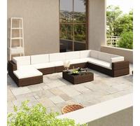 Outdoor Lounge Set 24 Pieces Poly Rattan Garden Sofa Seat Brown/Black
