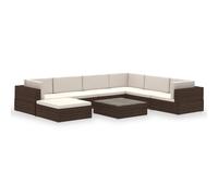 vidaXL Garden Lounge Set 8 Piece with Cushions Poly Rattan Brown Furniture