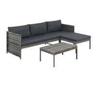 vidaXL 3 Piece Garden Lounge Set with Cushions Poly Rattan Grey, Grey