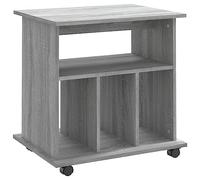 Outdoor Low Storage Cabinet with Wheels - 60x45x60 cmOak Workshop & Kitchen Credenza Multi-layer Wood Mobile Unit for Studio Utility Room & Office