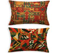 Outdoor Lumbar Cushion Covers Waterproof Color 24x36in 60 x 90cm,2026 Tribe Rectangular Garden Cushion Covers for Patio Bench Rattan Sofa,UV Resistant & Heavy Duty Oblong Pillow Cases,Set of 2 L-P108