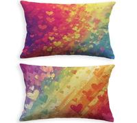 Outdoor Lumbar Cushion Covers Waterproof Color 32x40in 80 x 100cm,2026 Love Rectangular Garden Cushion Covers for Patio Bench Rattan Sofa,UV Resistant & Heavy Duty Oblong Pillow Cases,Set of 2 L-P90