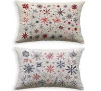 Outdoor Lumbar Cushion Covers Waterproof White 16x28in 40 x 70cm,2026 Christmas Rectangular Garden Cushion Covers for Patio Rattan Sofa,UV Resistant & Heavy Duty Oblong Pillow Cases,Set of 2 L-P66