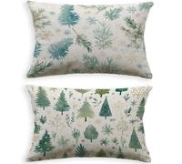 Outdoor Lumbar Cushion Covers Waterproof White 16x28in 40 x 70cm,2026 Tree Rectangular Garden Cushion Covers for Patio Bench Rattan Sofa,UV Resistant & Heavy Duty Oblong Pillow Cases,Set of 2 L-P78