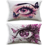 Outdoor Lumbar Cushion Covers Waterproof White 24x36in 60 x 90cm,2026 Eye Rectangular Garden Cushion Covers for Patio Bench Rattan Sofa,UV Resistant & Heavy Duty Oblong Pillow Cases,Set of 2 L-P80