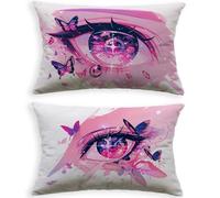 Outdoor Lumbar Cushion Covers Waterproof White 28x36in 70 x 90cm,2026 Eye Rectangular Garden Cushion Covers for Patio Bench Rattan Sofa,UV Resistant & Heavy Duty Oblong Pillow Cases,Set of 2 L-P84