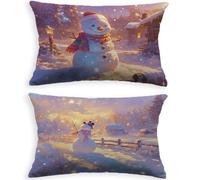 Outdoor Lumbar Cushion Covers Waterproof White 32x40in 80 x 100cm,2026 Christmas Rectangular Garden Cushion Covers for Patio Rattan Sofa,UV Resistant & Heavy Duty Oblong Pillow Cases,Set of 2 L-P70