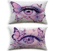 Outdoor Lumbar Cushion Covers Waterproof White 32x40in 80 x 100cm,2026 Eye Rectangular Garden Cushion Covers for Patio Bench Rattan Sofa,UV Resistant & Heavy Duty Oblong Pillow Cases,Set of 2 L-P82