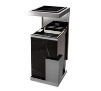 Outdoor Marble Waste Bin - Stainless Steel Vertical Trash Can with Ashtray for Hotels & Offices - Stylish Garbage Container for Public Spaces