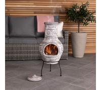 Outdoor Medium Natural Clay Chiminea Patio Heater Firepit Charles Bentley Grey One Size