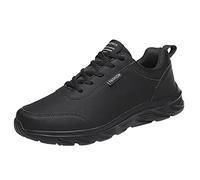 Outdoor Men Mountaineering Casual Sport Shoes Lace Up Solid Color Running Breathable Soft Bottom Shoes Casual Sneaker Shoes for Men (Black, 10)