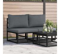 Outdoor Metal 2-Piece Middle Sofa Black Anthracite 140 x 71.5 x 71 cm Removable
