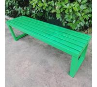 Outdoor Metal Backless Bench - 2-Person Slatted Garden Chair for Patio, Lawn, Entryway & Porch Furniture - Stylish Green 39.37in/100cm Park Seating