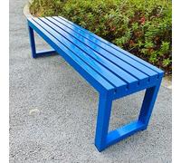 Outdoor Metal Banquette Bench WeatherResistant Garden Seating Large Slatted Design for Backyard Park Lawn (Blue 120x40x45cm/47.2x15.7x17.7in)