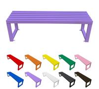 Outdoor Metal Bench for 2 No Backrest Easy Assembly 100/120/150/180cm Sizes Indoor/Outdoor Seating for Gardens Patios Balconies (Purple 100cm)
