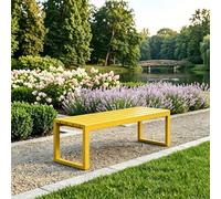 Outdoor Metal Bench Weatherproof Park Bench without Backrest Sturdy Galvanized Steel Garden Seat Modern Slim Entryway Bench for Balcony Terrace Backyard - 100/120/145/180cm