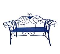Outdoor Metal Bench with Backrest - Patio Park Seating with Armrests for Garden, Porch, Lawn, Balcony & Backyard - Available in 15 Colors (Color: O)
