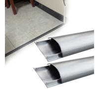Outdoor Metal Cord Cover, Self-Adhesive Aluminum Alloy Raceway For Driveway/Hotel/Hospital, Silver Decorative Invisible Trough For Building Electrical Wiring(2 PCS,L W H 120CM x 30MM x 8MM)