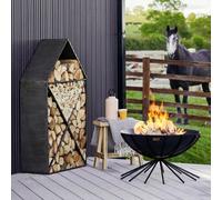 Outdoor Metal Dak Fire Pit in Black H37Cm W71Cm Ivyline Black One Size