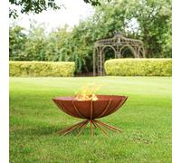 Outdoor Metal Dak Fire Pit in Rust H37Cm W71Cm Ivyline Brown One Size