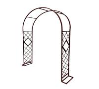 Outdoor Metal Garden Arch for Climbing Plants8.5ft to 12.5ft Iron Trellis Arbor Tubular Design Brown Finish Perfect for Weddings & Landscaping