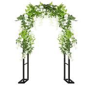 Outdoor Metal Garden Arch Trellis for Climbing Plants - 2.0m/2.2m/2.3m High Black Arbour for Weddings & Garden Decoration (L280xW40xH220cm)