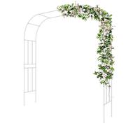 Outdoor Metal Garden Arch Trellis - Heavy Duty 240cm Support for Climbing Plants Wedding & Party Decoration White Patio Arbor Frame - Garden Arbour.