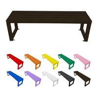 Outdoor Metal Garden Bench 2-Seater No Backrest Easy Assembly Indoor & Outdoor Use 180cm Brown - Perfect for Patios Backyards and Gardens.