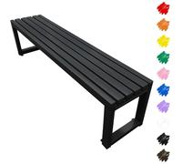 Outdoor Metal Garden Bench for 2 People - Weatherproof Patio Seating Backless Slatted Design Perfect for Parks & Porches Available in 3.3ft to 5.9ft (Black 180cm)
