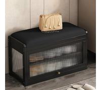 Outdoor Metal Garden Bench - Weatherproof Shoe Storage 2-Tier Entryway Ottoman with Padded Seat Rustic Design for Balconies & Patios - Durable & Stylish Rest Area
