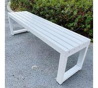 Outdoor Metal Garden Bench WeatherResistant Patio Seating Large Slatted Design for Backyard Park Lawn (White 86.6"x15.7"x17.7")