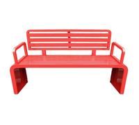 Outdoor Metal Garden Bench with Back & Armrests - All-Weather Seating for 2-3 People 1102lb Capacity Perfect for Porch Lawn Balcony Backyard (Red 39in)