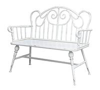 Outdoor Metal Garden Bench with Backrest & Armrests - Iron Frame Patio Seating for Balcony, Porch, Lawn & Park - White Color - Perfect for Outdoor Clearance