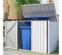 Outdoor Metal Garden Storage Box with Double Door Galvanised Steel Tool Shed for Small Garden Kid Bike Storage Box 1.3m² White