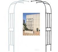 Outdoor Metal Half Garden Arch Trellis 10 Perfect for Climbing Plants like Grapevine & Jasmine Stylish Patio Decor & Garage Arbor (Black H240 x W260cm)
