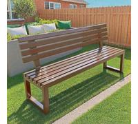 Outdoor Metal Park Bench with Backrest for 2-3 People - Durable Garden Seating High Load Capacity Perfect for Patios and Public Spaces - Coffee Color 100×40×85cm