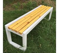 Outdoor Metal Park BenchSolid Wood Slatted Seat & Galvanized e Easy Assembly Ideal for Gardens Balconies Schools 150x40x45cmWhite & Wood h