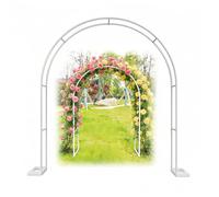 Outdoor Metal Pergola Arch for Climbing Plants Galvanized Steel Garden Trellis Waterproof Wedding Arbor for Roses 150-350 cm White W100cm x H220cm