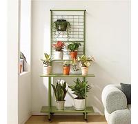 Outdoor Metal Plant Stand - 3-Tier Hanging Planter Shelf, Movable Flower Display Rack for Home, Office, Garden, Patio & Yard (Green, 70cm)