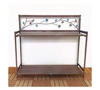 Outdoor Metal Potting Bench Table - 2-Tier Garden Wortat with Open Shelf for Planting - Slish Brown 126.5x45x115.5cm - Ideal for Patio Gardeners & Plant Lovers