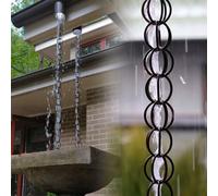 Outdoor Metal Rainwater Chain - Double Loop Gutter System 15ft Aluminum Alloy Waterfall Drainage for Gazebo & Balcony Efficient Roof Water Catching Solution