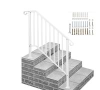 Outdoor Metal Stair Railing, White Wrought Iron il with Installation Kit for Concrete, Porch & Deck - Durable Staircase ils for 3-4 Steps