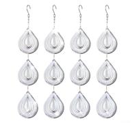 Outdoor metal wind chime bird repeller with reflective surfaces, designed to keep birds away from patios, gardens, and porches using natural deterrence (water droplet)