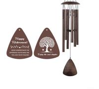 Outdoor Metal Wind Chime Waterproof Aluminium Tubes Bronze Finish Soothing Melody Adjustable Clapper 82x12cm Hanging Garden Patio Porch Decor Water Drop Pendant(C)