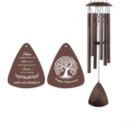 Outdoor Metal Wind Chime Waterproof Aluminium Tubes Bronze Finish Soothing Melody Adjustable Clapper 82x12cm Hanging Garden Patio Porch Decor Water Drop Pendant(B)
