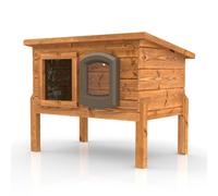 Outdoor Microchip Self Heating Cat House Kennel with One Way Privacy Window
