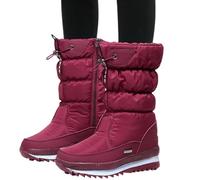 Outdoor Mid Calf Boots,Waterproof Insulated Mid Calf Boots,Women Comfortable Short Boots - Waterproof Outdoor Ankle Boots,Women Short Ankle Boots for ,Grandma, red, 5 UK