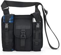 Outdoor Middle-Aged and Elderly Travel Bag, Multi-Pocket Storage Bag, Tactical Messenger Bag, Oxford Cloth Bag with Cup Holder, High Capacity Casual Sports Men's Shoulder Bag (Black)